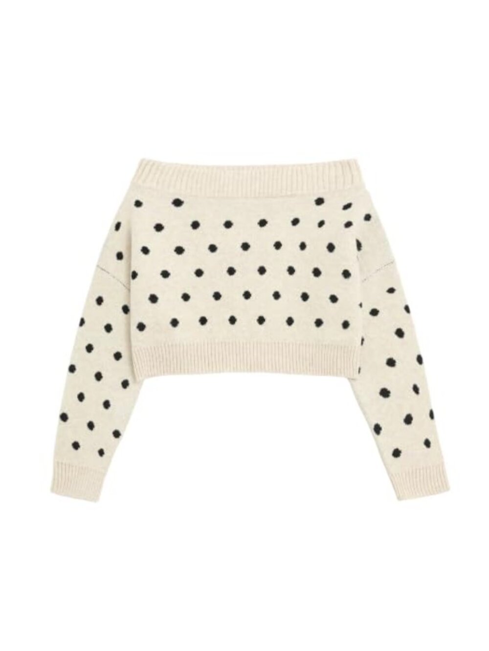 V Neck Button Knit Crop Sweater Batwing Sleeve Ribbed Hem Pullover